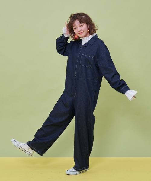 MERLOT（メルロー）の「シンプルオールインワン（つなぎ/オールインワン・レディース・ホワイト/インディゴブルー・FREE）」の22枚目の写真