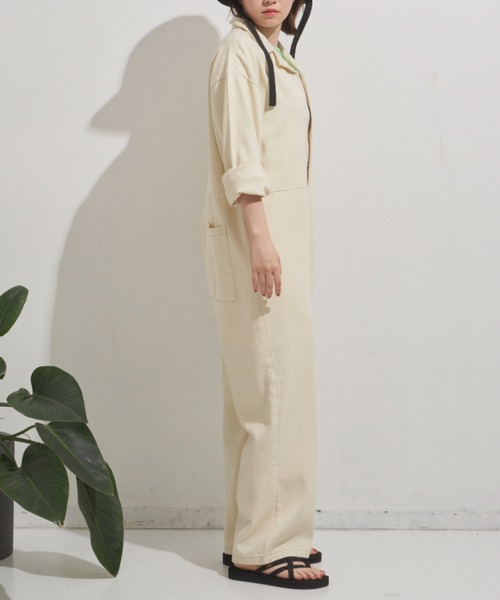 MERLOT（メルロー）の「シンプルオールインワン（つなぎ/オールインワン・レディース・ホワイト/インディゴブルー・FREE）」の6枚目の写真