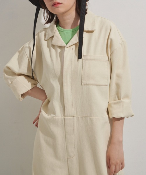 MERLOT（メルロー）の「シンプルオールインワン（つなぎ/オールインワン・レディース・ホワイト/インディゴブルー・FREE）」の3枚目の写真