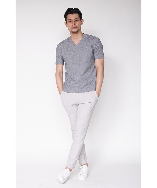 HIGH STREET（ハイストリート）の「HIGH STREET∴リンクスフラワーVネックＴシャツ（Tシャツ/カットソー・メンズ・ネイビー/グレー/オフホワイト/ライトグリーン・LL/M/L）」の6枚目の写真