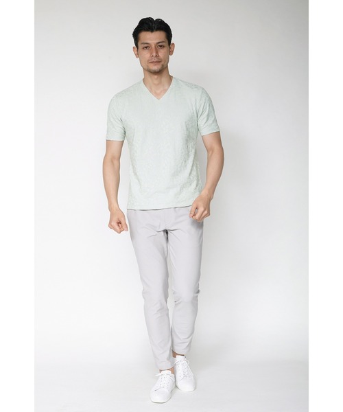 HIGH STREET（ハイストリート）の「HIGH STREET∴リンクスフラワーVネックＴシャツ（Tシャツ/カットソー・メンズ・ネイビー/グレー/オフホワイト/ライトグリーン・LL/M/L）」の7枚目の写真