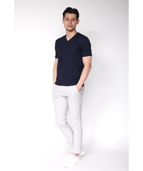 HIGH STREET（ハイストリート）の「HIGH STREET∴リンクスフラワーVネックＴシャツ（Tシャツ/カットソー・メンズ・ネイビー/グレー/オフホワイト/ライトグリーン・LL/M/L）」の9枚目の写真