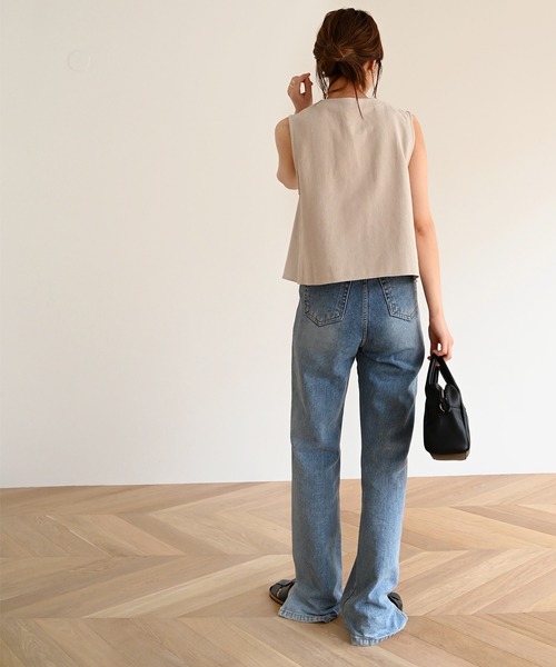 CANAL JEAN(キャナルジーン)の「RED CHOP WORKS(レッドチョップワークス) コットンヘリンボーンベスト(その他アウター・レディース・ブラック/ベージュ・38)」の8枚目の写真