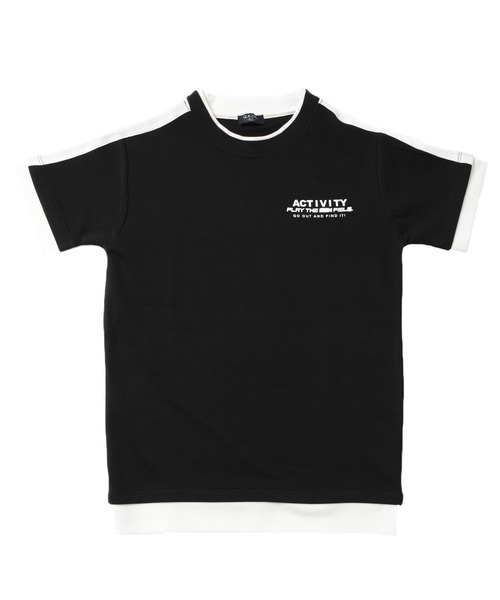 GLAZOS（グラソス）の「Ｗフェイス・袖ライン半袖Ｔシャツ（Tシャツ/カットソー・キッズ・ホワイト/ブラック/ブルー・130cm/140cm/150cm/160cm/170cm）」の7枚目の写真