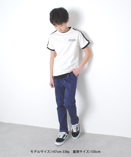 GLAZOS（グラソス）の「Ｗフェイス・袖ライン半袖Ｔシャツ（Tシャツ/カットソー・キッズ・ホワイト/ブラック/ブルー・130cm/140cm/150cm/160cm/170cm）」の9枚目の写真