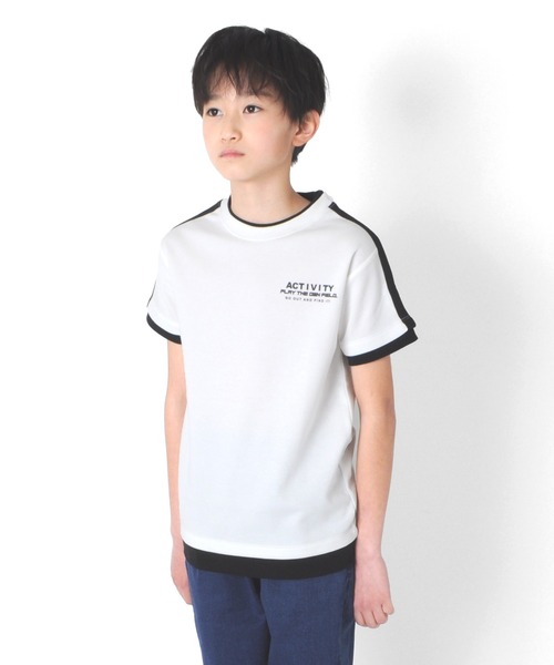 GLAZOS（グラソス）の「Ｗフェイス・袖ライン半袖Ｔシャツ（Tシャツ/カットソー・キッズ・ホワイト/ブラック/ブルー・130cm/140cm/150cm/160cm/170cm）」の5枚目の写真