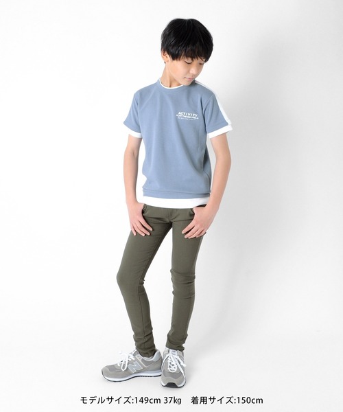 GLAZOS（グラソス）の「Ｗフェイス・袖ライン半袖Ｔシャツ（Tシャツ/カットソー・キッズ・ホワイト/ブラック/ブルー・130cm/140cm/150cm/160cm/170cm）」の19枚目の写真