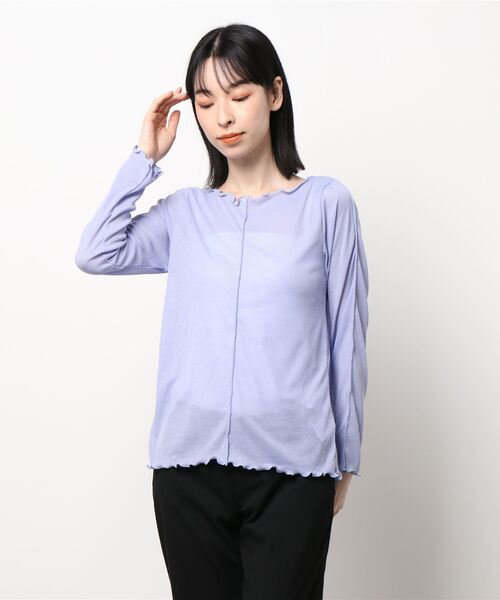 ehka sopo（エヘカソポ）の「シアーメローカットソー（Tシャツ/カットソー・レディース・ブラック/オフホワイト/ブルー/グリーン・ﾌﾘ-）」の4枚目の写真