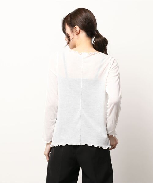 ehka sopo（エヘカソポ）の「シアーメローカットソー（Tシャツ/カットソー・レディース・ブラック/オフホワイト/ブルー/グリーン・ﾌﾘ-）」の6枚目の写真