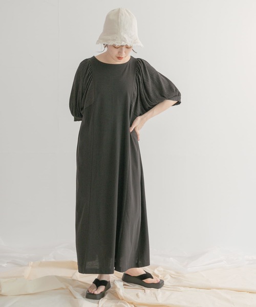 ITEMS URBANRESEARCH（アイテムズ アーバンリサーチ）の「ソデドッキングワンピース（ワンピース・レディース・ブラック/ベージュ/ブルー・FREE）」の22枚目の写真