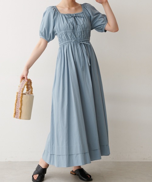 FREE'S MART（フリーズマート）の「◆シャーリングギャザーウエストマークワンピース（ワンピース・レディース・イエロー/ブルー/ブラック・SMALL/MEDIUM）」の2枚目の写真