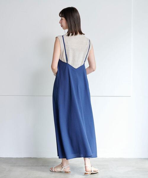 green label relaxing（グリーンレーベルリラクシング）の「【WEB限定】［ TALL /H166㎝～］サッカー キャミ ワンピース（ワンピース・レディース・オフホワイト/オレンジ/ネイビー・TALL）」の5枚目の写真