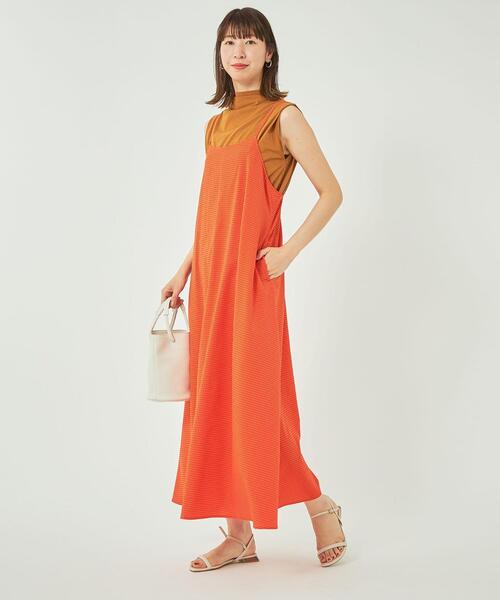 green label relaxing（グリーンレーベルリラクシング）の「【WEB限定】［ TALL /H166㎝～］サッカー キャミ ワンピース（ワンピース・レディース・オフホワイト/オレンジ/ネイビー・TALL）」の19枚目の写真