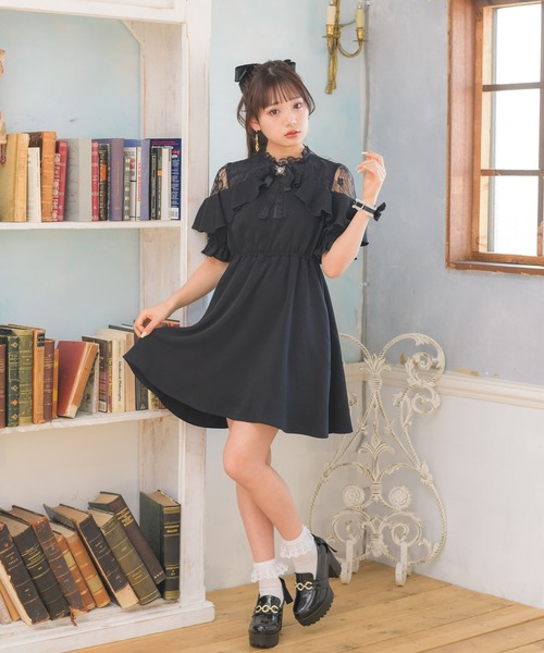 ブラック系 Free Size日本製 ロジータ 肩レースブローチ付きワンピース ゆあてゃ着用 ミニワンピース ワンピースブラック系free Size 6 263 Laeknavaktin Is