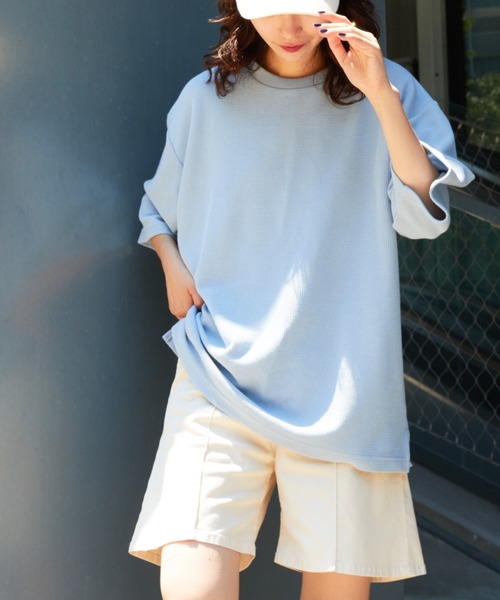 CIAOPANIC TYPY(チャオパニックティピー)の「テックワッフル半袖Tee(Tシャツ/カットソー・メンズ・ホワイト/ブラック/サックスブルー/グリーン/グレイッシュベージュ・L/M/S)」の1枚目の写真