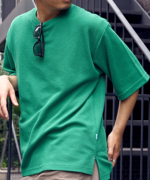 CIAOPANIC TYPY(チャオパニックティピー)の「テックワッフル半袖Tee(Tシャツ/カットソー・メンズ・ホワイト/ブラック/サックスブルー/グリーン/グレイッシュベージュ・L/M/S)」の5枚目の写真