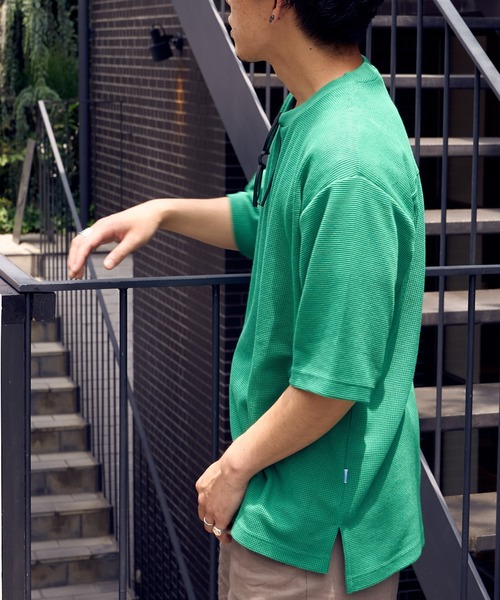 CIAOPANIC TYPY(チャオパニックティピー)の「テックワッフル半袖Tee(Tシャツ/カットソー・メンズ・ホワイト/ブラック/サックスブルー/グリーン/グレイッシュベージュ・L/M/S)」の19枚目の写真