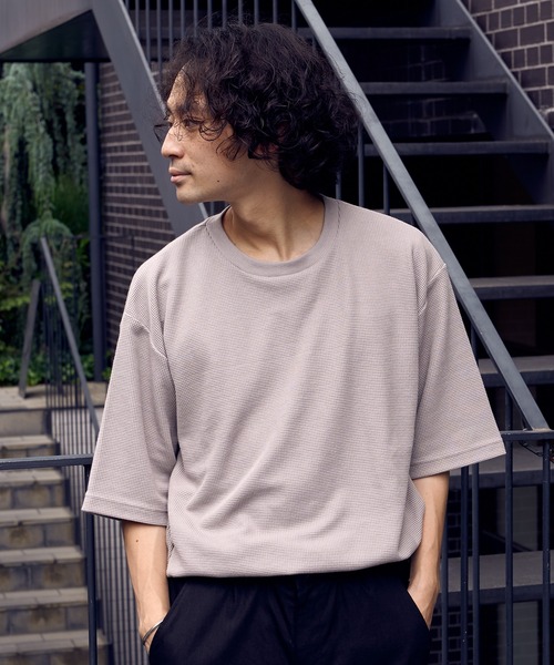 CIAOPANIC TYPY(チャオパニックティピー)の「テックワッフル半袖Tee(Tシャツ/カットソー・メンズ・ホワイト/ブラック/サックスブルー/グリーン/グレイッシュベージュ・L/M/S)」の12枚目の写真