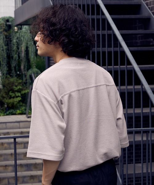 CIAOPANIC TYPY(チャオパニックティピー)の「テックワッフル半袖Tee(Tシャツ/カットソー・メンズ・ホワイト/ブラック/サックスブルー/グリーン/グレイッシュベージュ・L/M/S)」の13枚目の写真