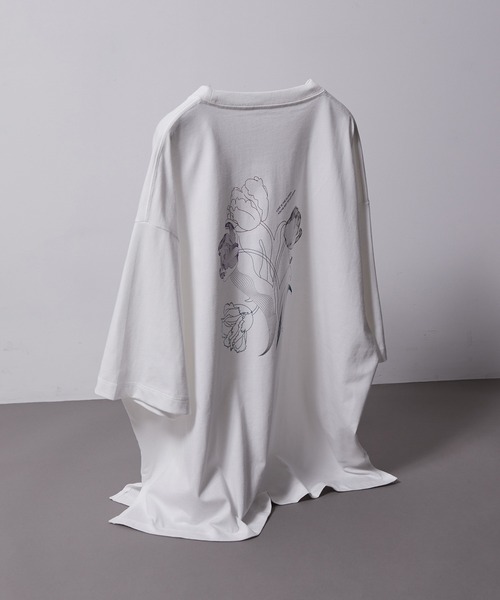 iisy（イージー）の「【 iisy 】ウェーブフラワーバックプリントTEE（Tシャツ/カットソー・メンズ・ホワイト/ダークグリーン/ブラック・S/M/L/XL）」の10枚目の写真