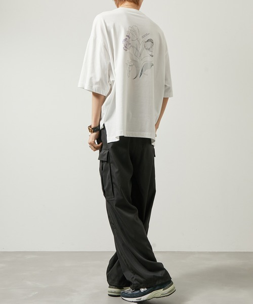 iisy（イージー）の「【 iisy 】ウェーブフラワーバックプリントTEE（Tシャツ/カットソー・メンズ・ホワイト/ダークグリーン/ブラック・S/M/L/XL）」の14枚目の写真