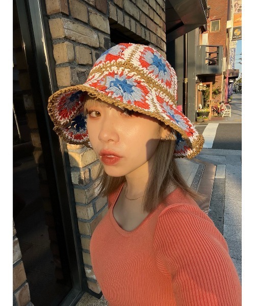 WC（ダブル シー）の「サマークロシェハット（ハット・レディース・グリーン/ブルー/ブラウン/ベージュ・FREE）」の7枚目の写真