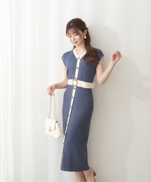 PROPORTION BODY DRESSING | 配色フロント釦ニットワンピース / 1212240600(ワンピース)