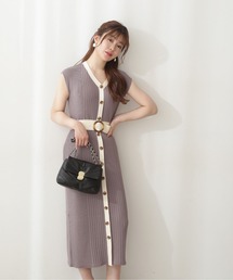 PROPORTION BODY DRESSING | 配色フロント釦ニットワンピース / 1212240600(ワンピース)