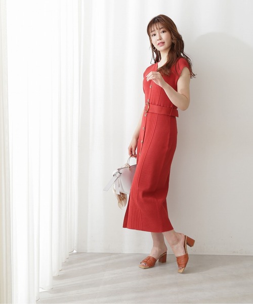 PROPORTION BODY DRESSING（プロポーションボディドレッシング）の「配色フロント釦ニットワンピース / 1212240600（ワンピース・レディース・オレンジ/ブルー/ダークグレー・SMALL/MEDIUM）」の5枚目の写真