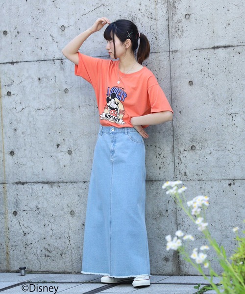 Disney（ディズニー）の「ミッキープリントＴシャツ（Tシャツ/カットソー・レディース・ホワイト/オレンジ/ダークグレー・M/L）」の9枚目の写真