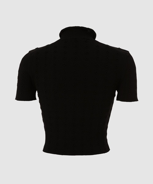 WE11DONE（ウェルダン）の「BLACK SHORT-SLEEVED FITTED KNIT TOP（ニット/セーター・レディース・ブラック・S/M）」の4枚目の写真