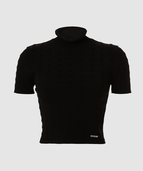 WE11DONE（ウェルダン）の「BLACK SHORT-SLEEVED FITTED KNIT TOP（ニット/セーター・レディース・ブラック・S/M）」の3枚目の写真