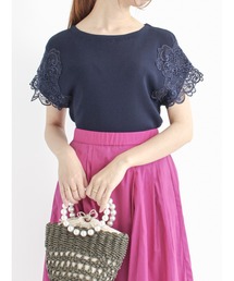 Te chichi | 袖レース総針ニット(ニット/セーター)