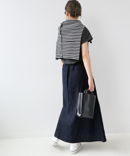 JOURNAL STANDARD relume（ジャーナルスタンダード　レリューム）の「リネンコットンヘリンボンフレアスカート（スカート・レディース・キャメル/ネイビー/アイボリー・36/38）」の4枚目の写真