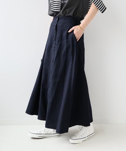 JOURNAL STANDARD relume（ジャーナルスタンダード　レリューム）の「リネンコットンヘリンボンフレアスカート（スカート・レディース・キャメル/ネイビー/アイボリー・36/38）」の7枚目の写真