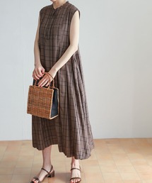 URBAN RESEARCH DOORS | チェック柄ウエストサイドタックワンピース(ワンピース)