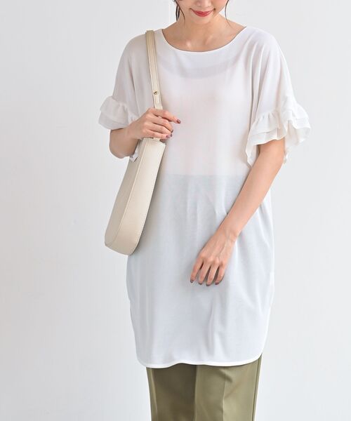 rps（アールピーエス）の「ダブルフリル袖チュニック（チュニック・レディース・チャコールグレー/ブラック/オフホワイト/ライトベージュ・M）」の2枚目の写真