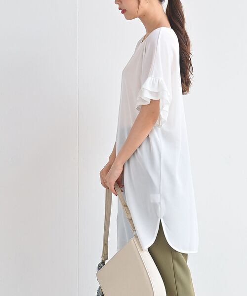 rps（アールピーエス）の「ダブルフリル袖チュニック（チュニック・レディース・チャコールグレー/ブラック/オフホワイト/ライトベージュ・M）」の17枚目の写真