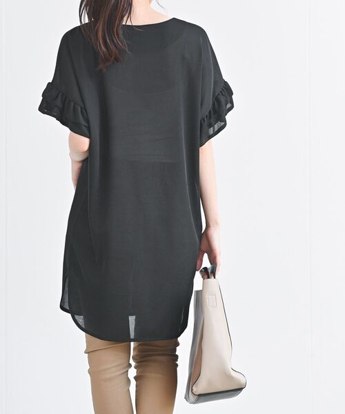 rps（アールピーエス）の「ダブルフリル袖チュニック（チュニック・レディース・チャコールグレー/ブラック/オフホワイト/ライトベージュ・M）」の7枚目の写真