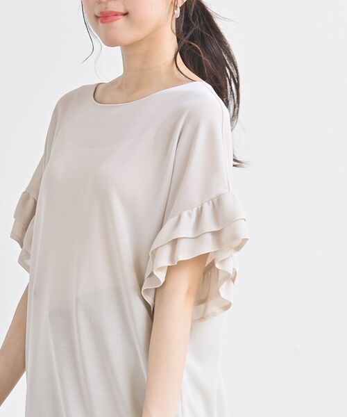 rps（アールピーエス）の「ダブルフリル袖チュニック（チュニック・レディース・チャコールグレー/ブラック/オフホワイト/ライトベージュ・M）」の12枚目の写真