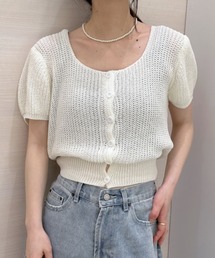 ケーブルクロップドニットカーディガン