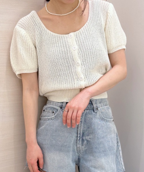 solleim（ソルレム）の「ケーブルクロップドニットカーディガン（カーディガン/ボレロ・レディース・オフホワイト/ブルー・M）」の5枚目の写真