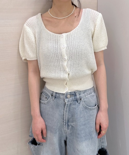 solleim（ソルレム）の「ケーブルクロップドニットカーディガン（カーディガン/ボレロ・レディース・オフホワイト/ブルー・M）」の7枚目の写真