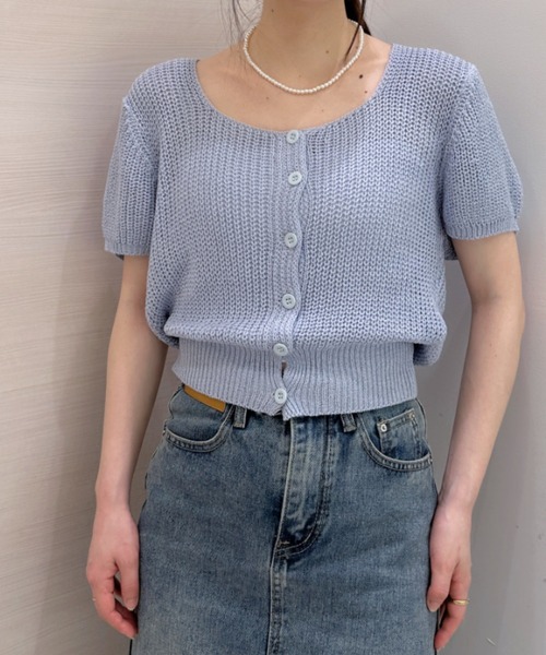 solleim（ソルレム）の「ケーブルクロップドニットカーディガン（カーディガン/ボレロ・レディース・オフホワイト/ブルー・M）」の9枚目の写真