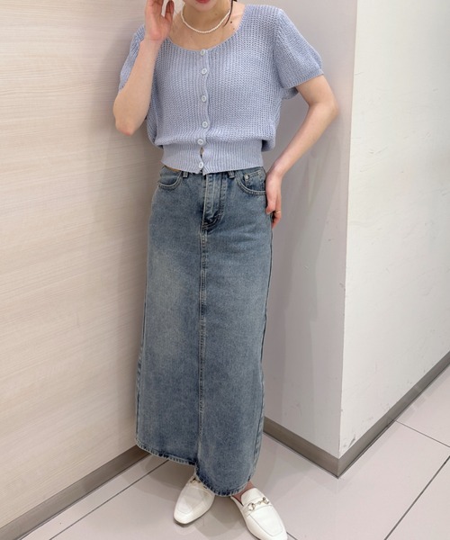 solleim（ソルレム）の「ケーブルクロップドニットカーディガン（カーディガン/ボレロ・レディース・オフホワイト/ブルー・M）」の10枚目の写真