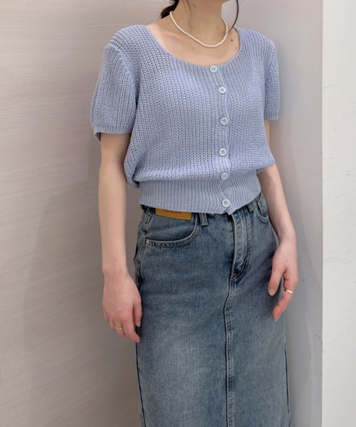 solleim（ソルレム）の「ケーブルクロップドニットカーディガン（カーディガン/ボレロ・レディース・オフホワイト/ブルー・M）」の12枚目の写真