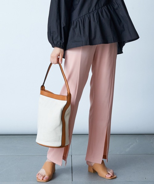 MAISON BREEZE（メゾンブリーズ）の「【MAISON BREEZE】ウエストゴムフロント裾スリットパンツ SCCH154（その他パンツ・レディース・ピンク/グリーン/ブラック/グレー・3/4）」の9枚目の写真