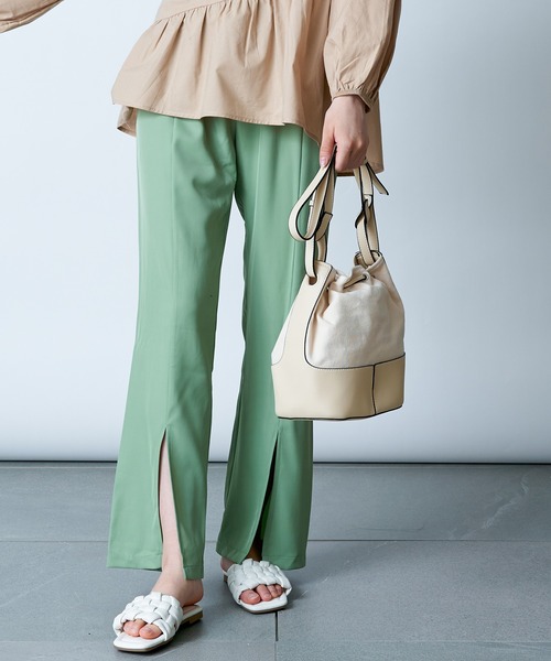 MAISON BREEZE（メゾンブリーズ）の「【MAISON BREEZE】ウエストゴムフロント裾スリットパンツ SCCH154（その他パンツ・レディース・ピンク/グリーン/ブラック/グレー・3/4）」の13枚目の写真