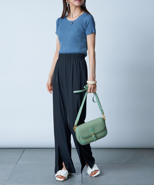 MAISON BREEZE（メゾンブリーズ）の「【MAISON BREEZE】ウエストゴムフロント裾スリットパンツ SCCH154（その他パンツ・レディース・ピンク/グリーン/ブラック/グレー・3/4）」の15枚目の写真