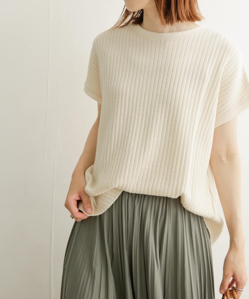 URBAN RESEARCH DOORS（アーバンリサーチドアーズ）の「針抜きサーマルフレンチスリーブ（Tシャツ/カットソー・レディース・チャコールグレー/オフホワイト/グリーン系その他・MEDIUM）」の6枚目の写真